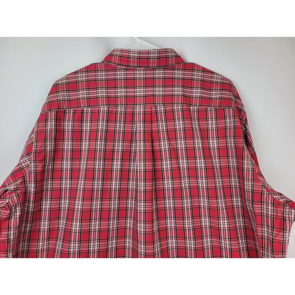 Lands End Men's Red Plaid Long Sleeve Button Up Shirt XLT 17-17.5 - Picture 6 of 10